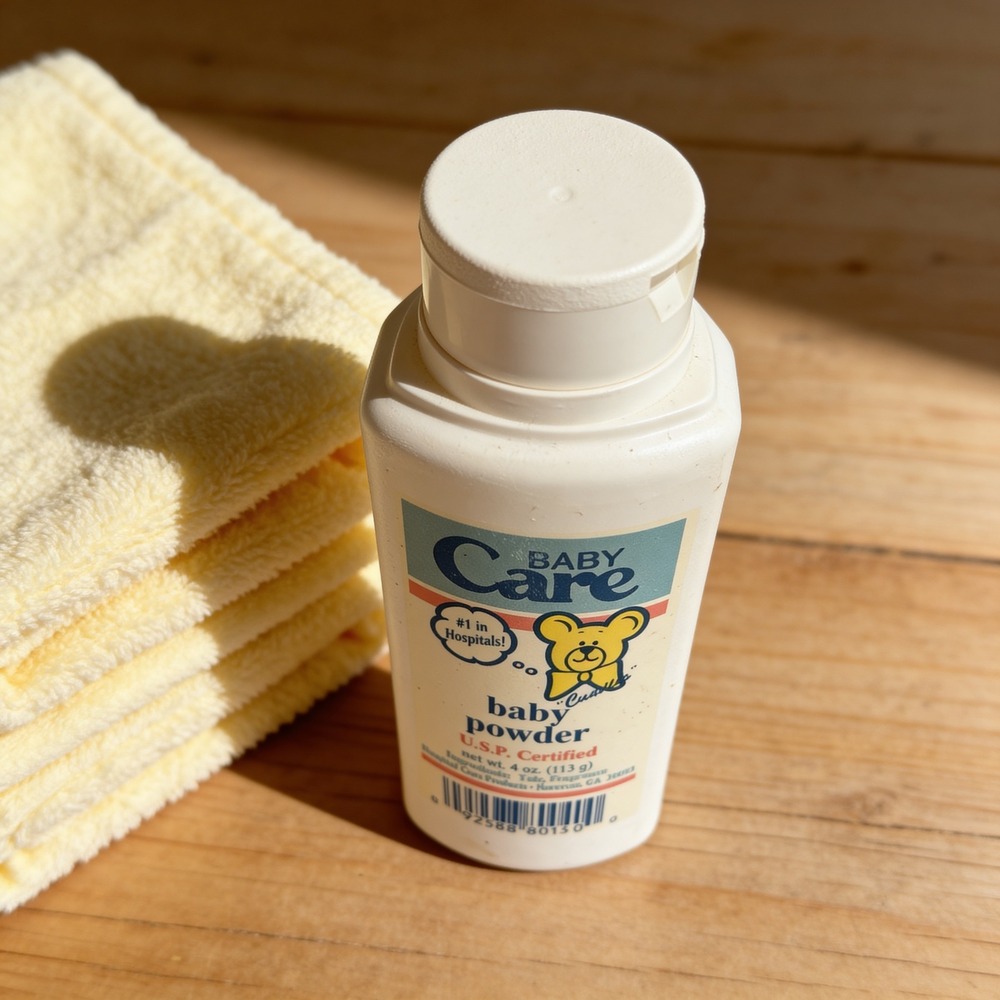 Vintage Baby Care Baby Powder 4 oz Talc‎ Cuddles Bear Hospital Care Products USA